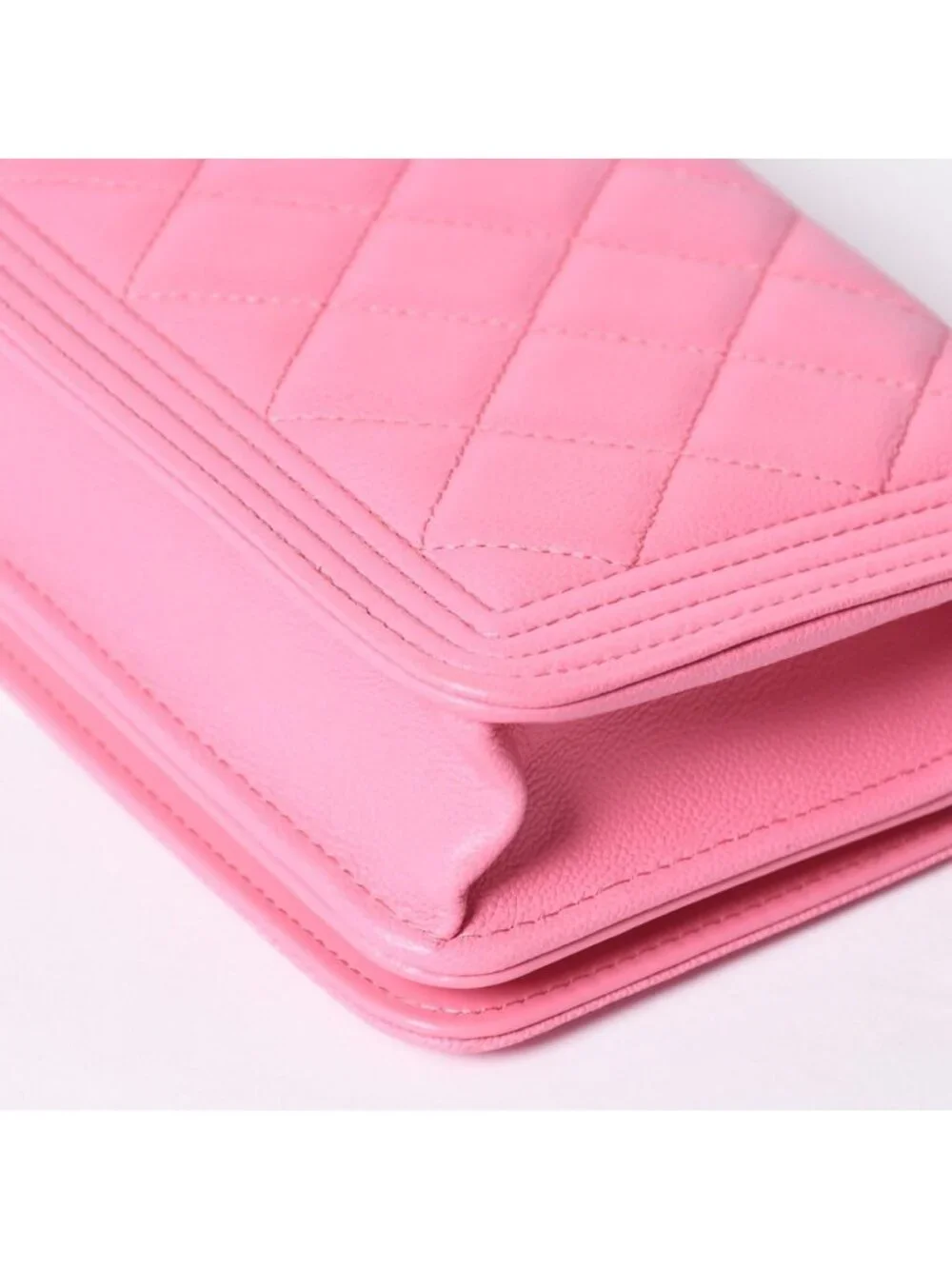 Chanel Boy Chain Wallet CC Logo Caviar Leather Pink Shoulder Bag